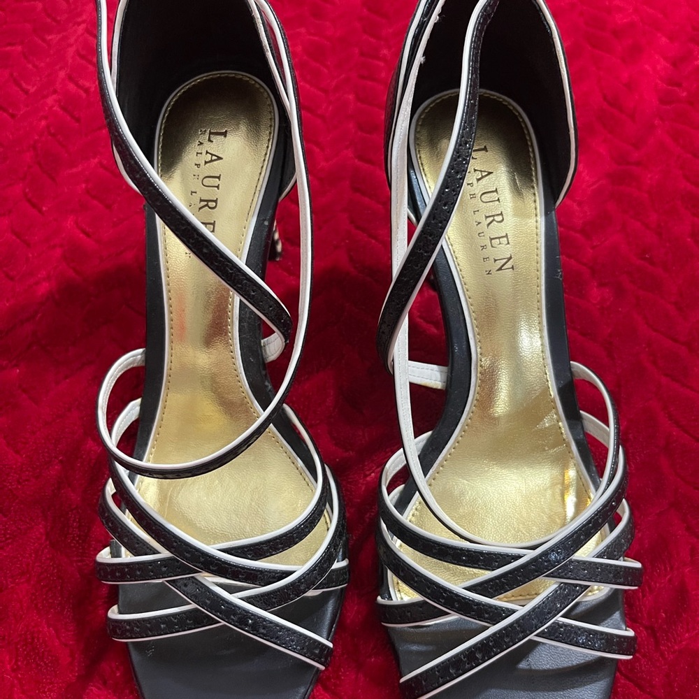 Black and White Strappy Heels